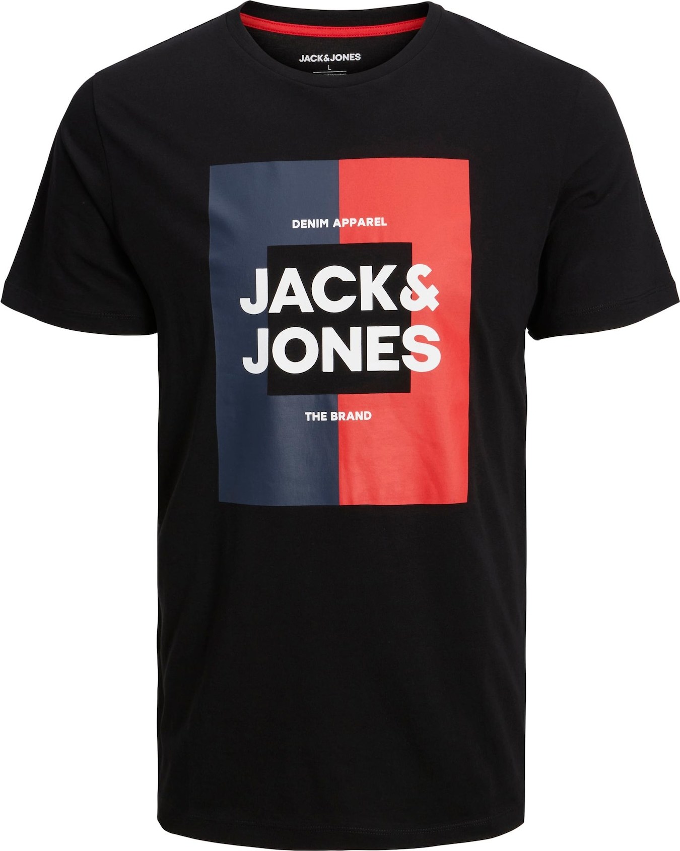 Tričko 'Oscar' jack & jones marine modrá / světle červená / černá / bílá
