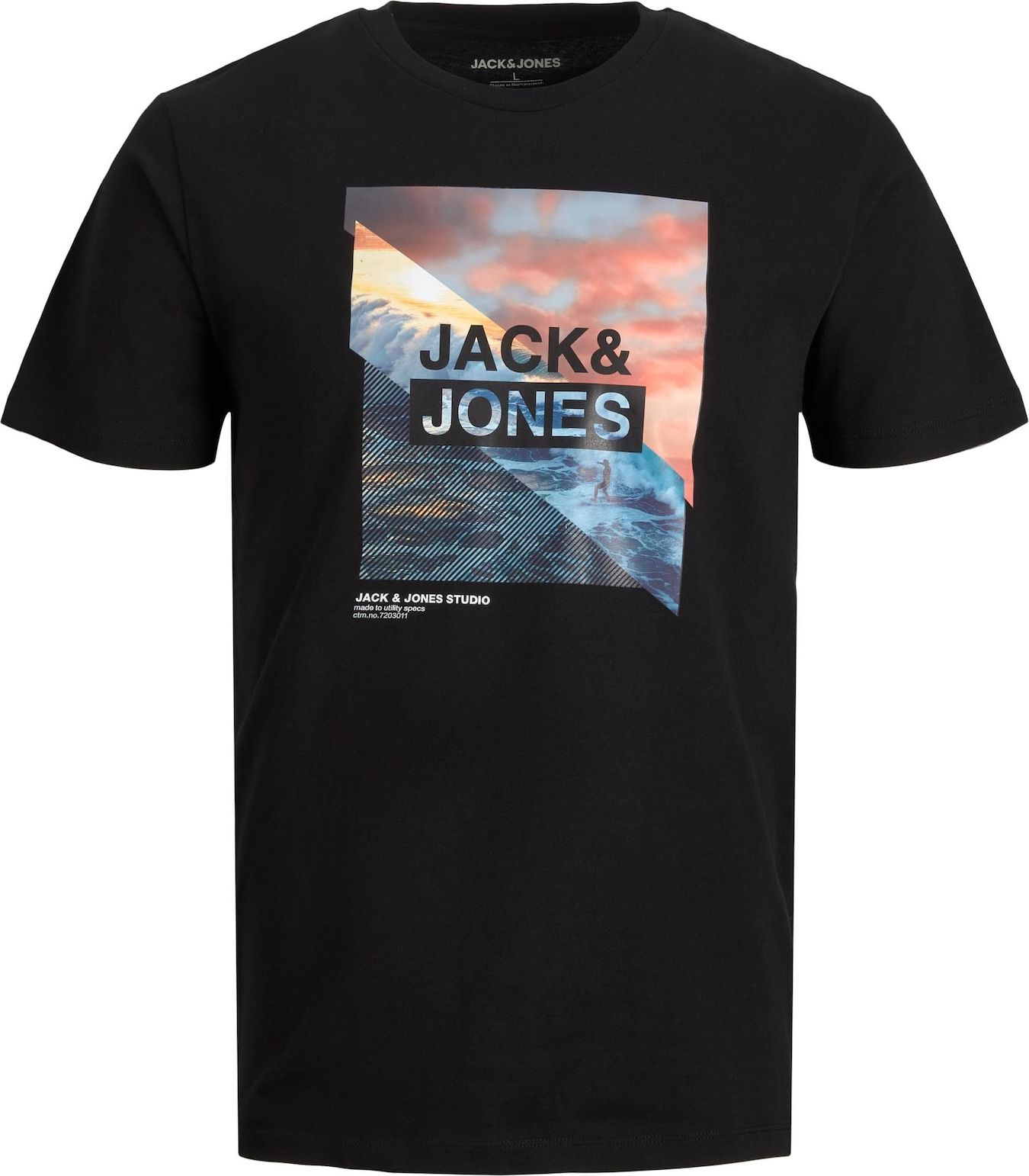 Tričko 'TRESOR' jack & jones modrá / pastelově žlutá / lososová / černá