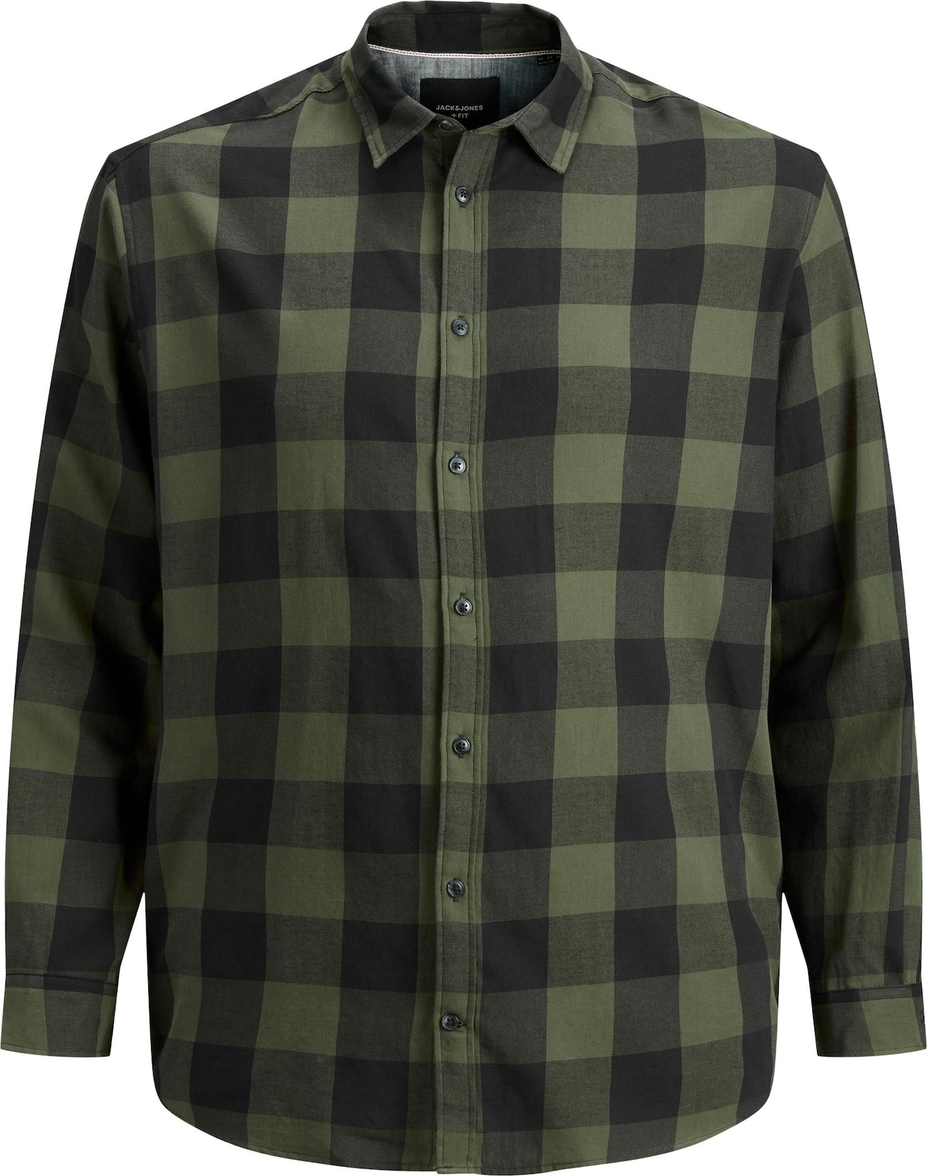 Košile 'Gingham' Jack & Jones Plus antracitová / khaki