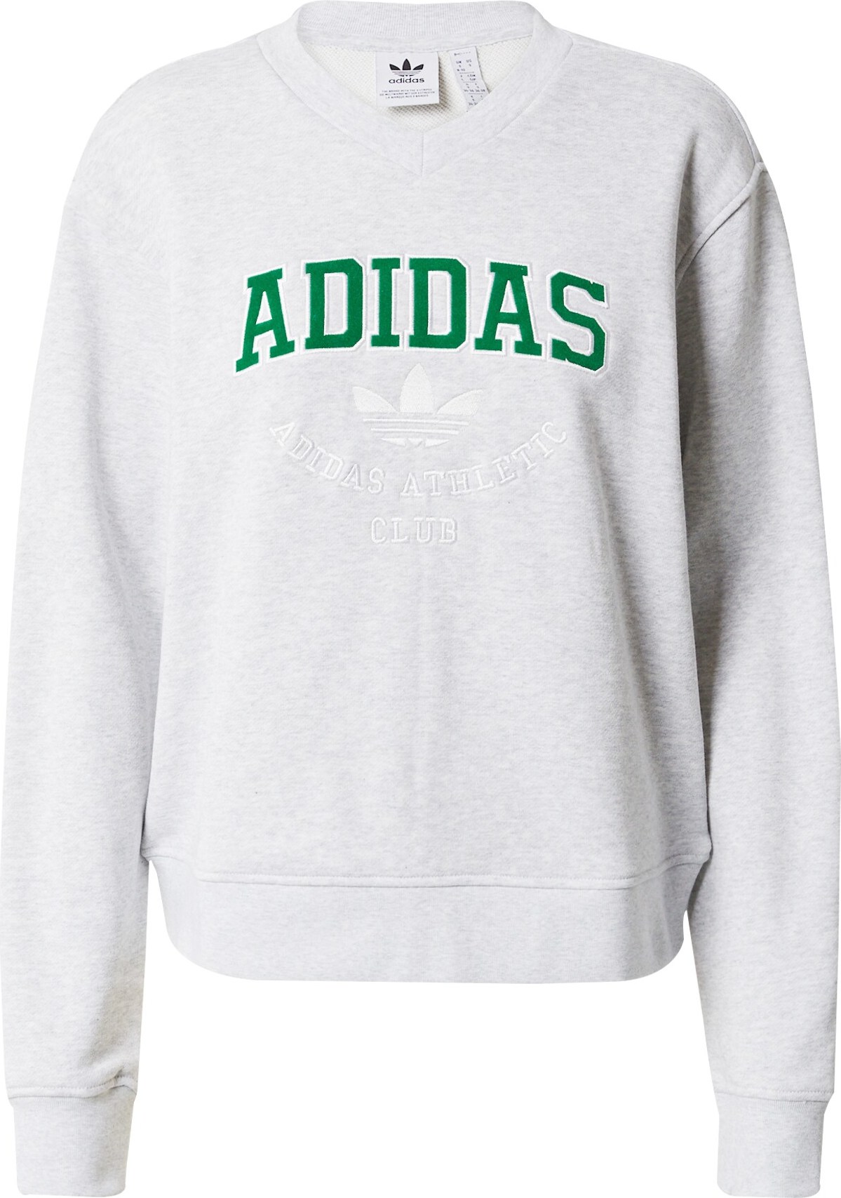 Mikina adidas Originals světle šedá / zelená / bílá