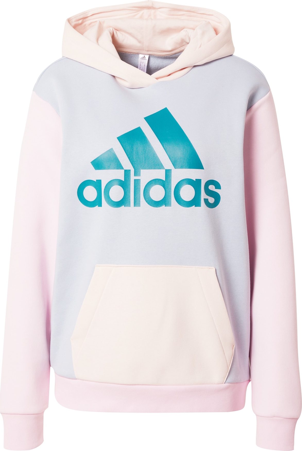 Mikina 'Essentials Logo friend Fleece' ADIDAS SPORTSWEAR pastelová modrá / pastelově žlutá / petrolejová / pastelově růžová