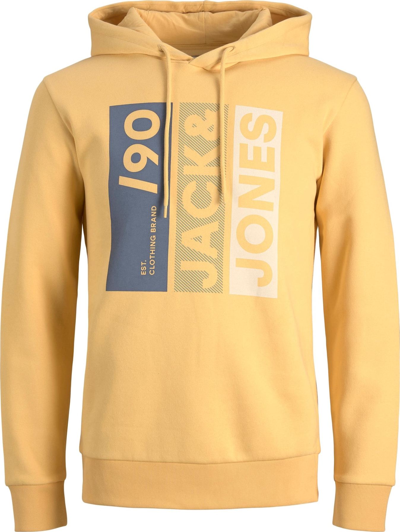 Mikina 'JIO' jack & jones enciánová modrá / pastelově žlutá / offwhite