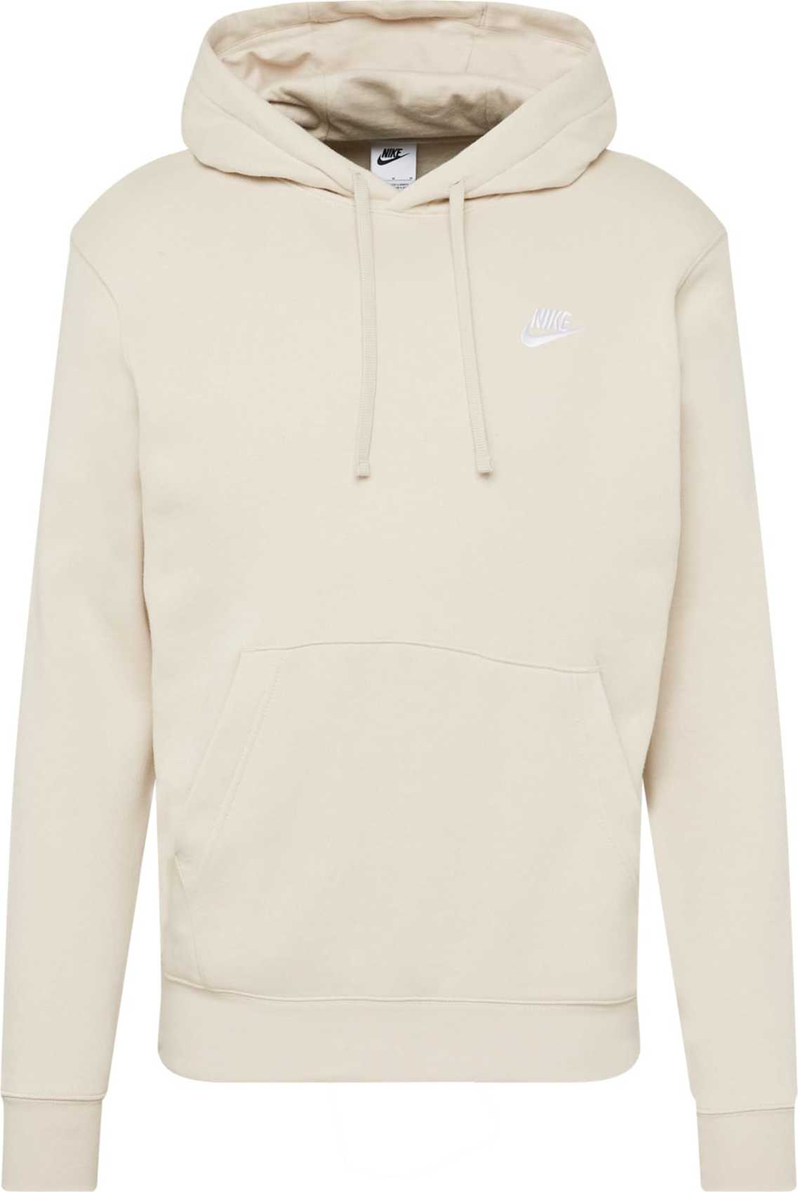 Mikina 'Club Fleece' Nike Sportswear cappuccino / bílá