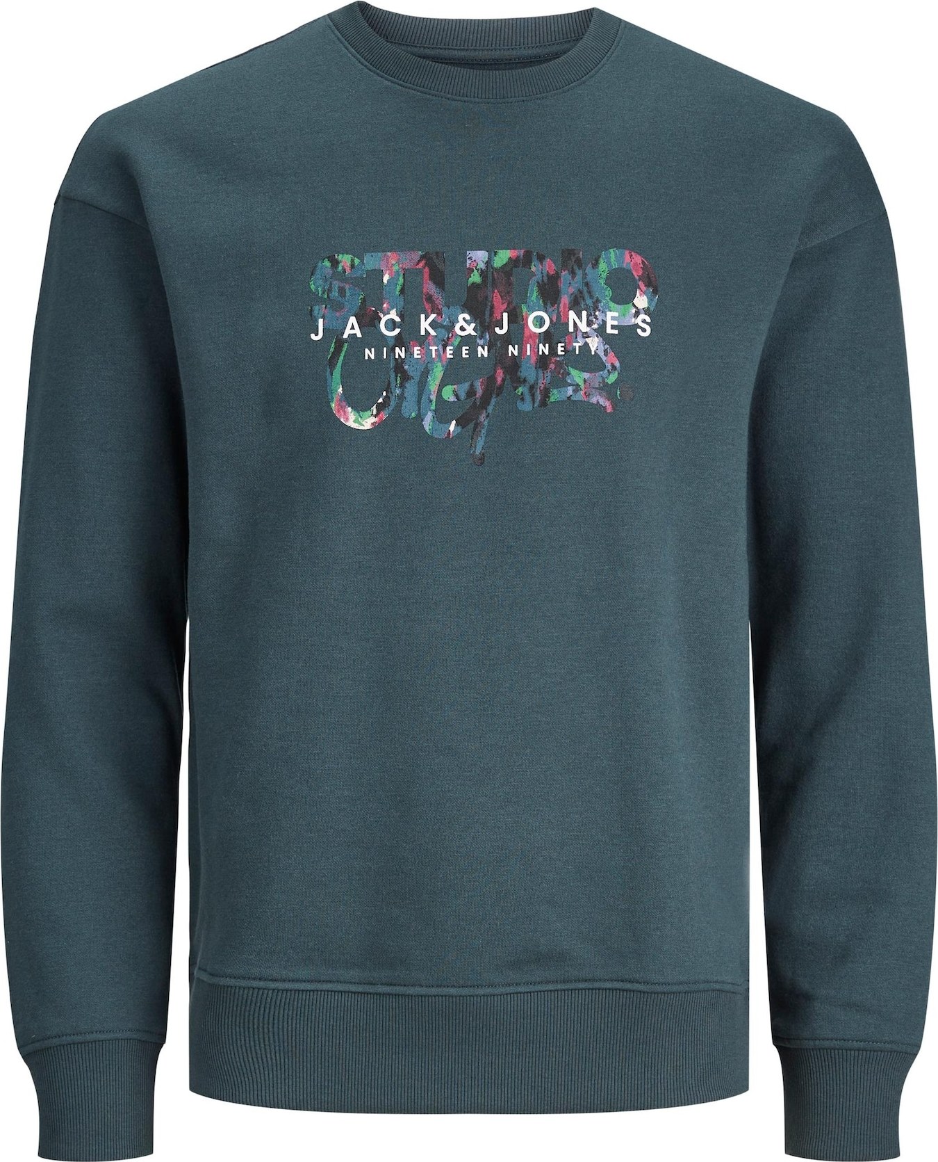 Mikina 'SILVER LAKE' jack & jones smaragdová / pink / černá / bílá