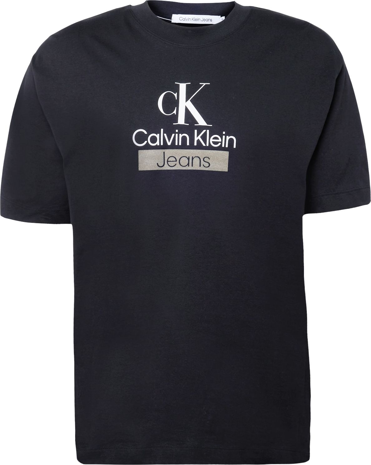 Tričko Calvin Klein Jeans starobéžová / černá / bílá