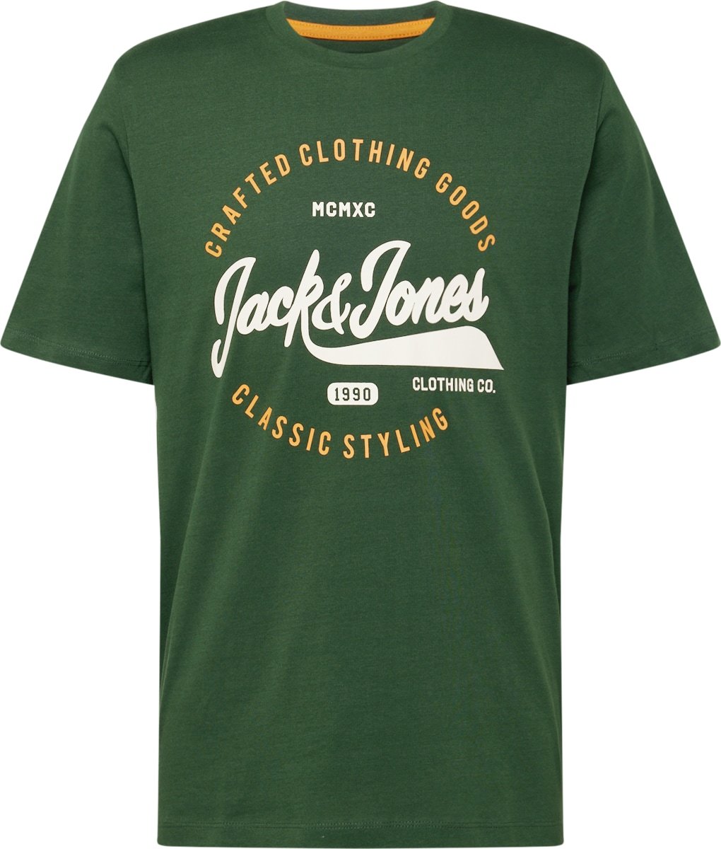 Tričko 'MIKK' jack & jones tmavě zelená / jasně oranžová / bílá