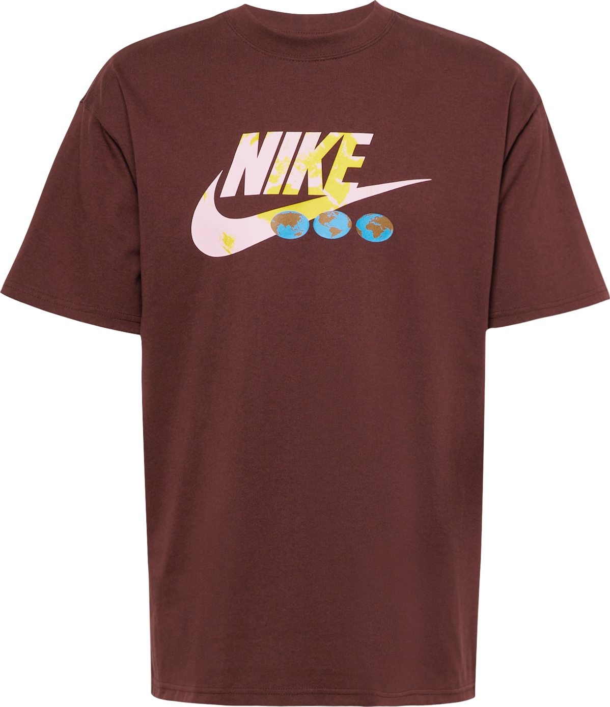 Tričko Nike Sportswear světlemodrá / hnědá / žlutá / růžová