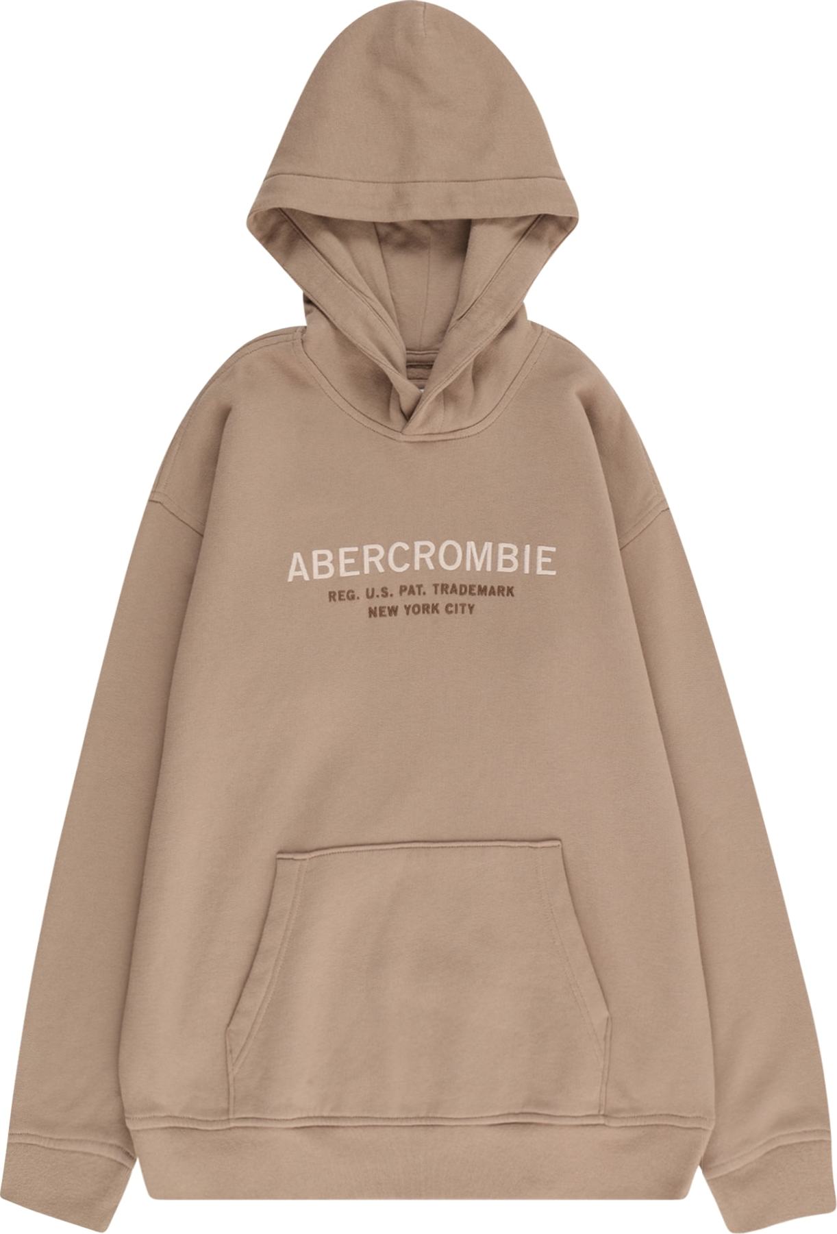 Mikina Abercrombie & Fitch světle béžová / pueblo / světle hnědá