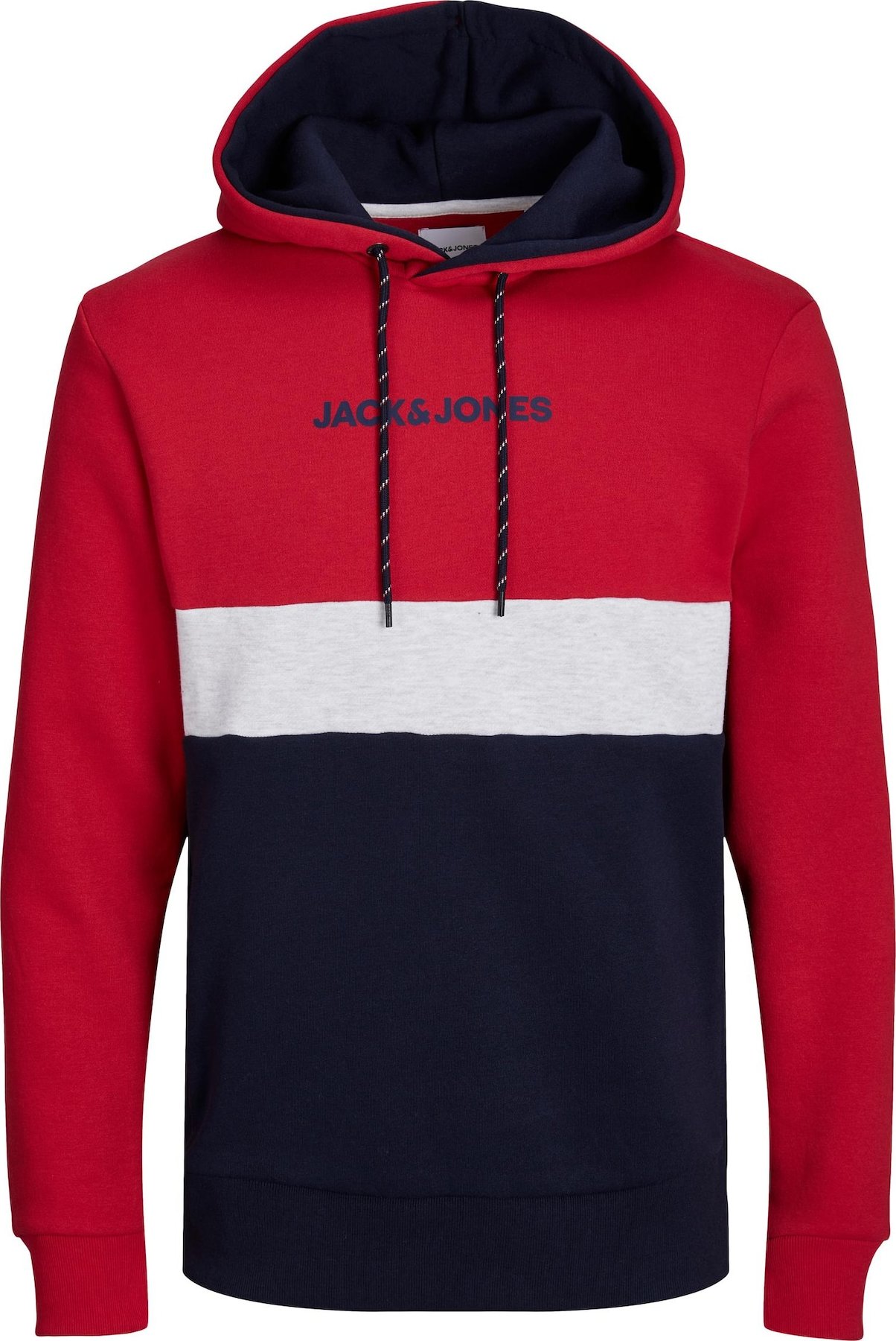 Mikina 'Reid' Jack & Jones Plus noční modrá / šedý melír / červená