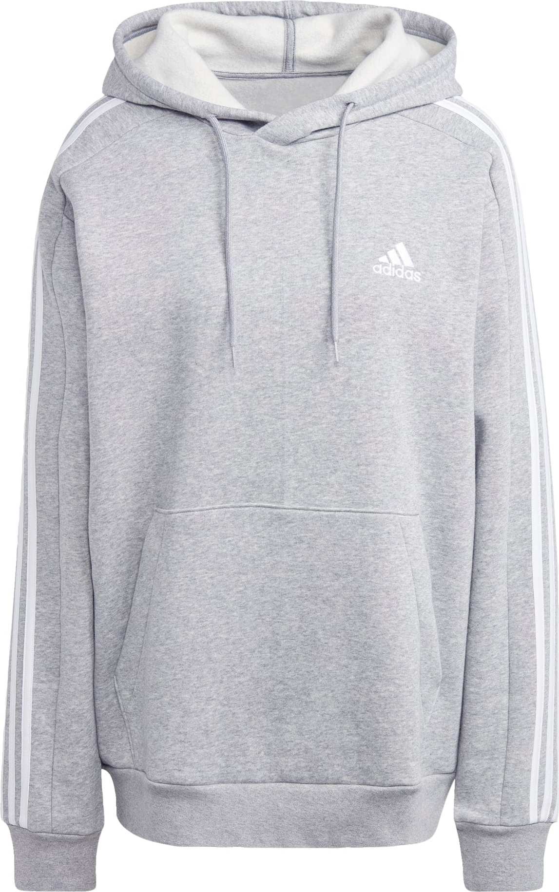 Sportovní mikina 'Essentials Fleece 3-Stripes' ADIDAS SPORTSWEAR šedý melír / bílá