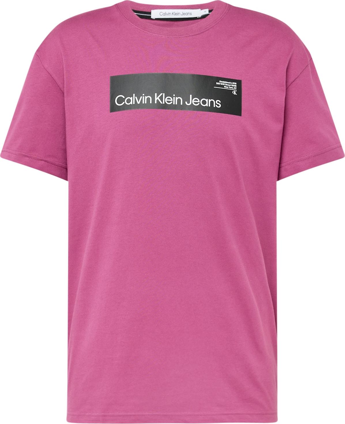 Tričko Calvin Klein Jeans fialová / černá / bílá