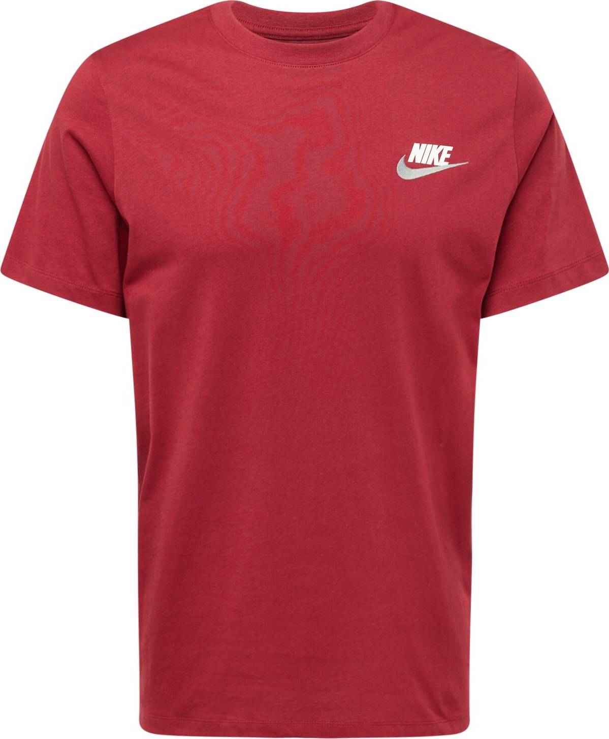Tričko 'CLUB+' Nike Sportswear červená / stříbrná / bílá